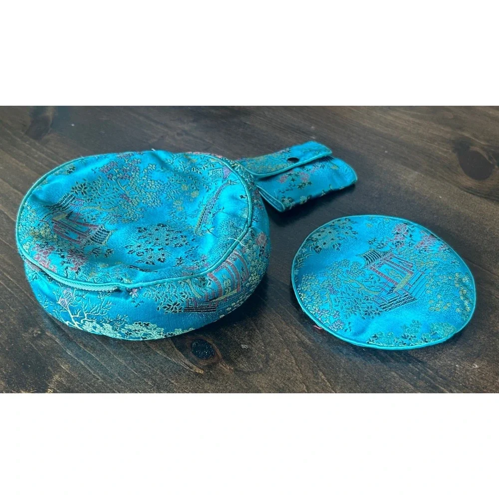 Vintage Chinese Silk Purse Bundle Jewelry Travel Case Set Embroidered Hong Kong